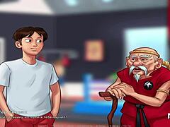 Moden MILF får en blowjob fra vennen sin i denne Hentai-videoen