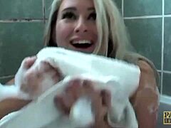 Seductive blonde sugar baby gets her mouth filled with cum in BDSM scene