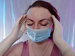 Solo masturbation with latex gloves and medical mask - HD video