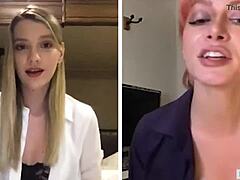 Zrele pisarniške lezbijke na spletni kameri - Kenna James in Serene Siren