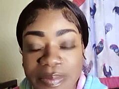 Mature ebony mom gives a deepthroat blowjob in homemade video