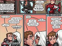 Parodie hentai de joc cu două milf blonde și un Spiderman adult într-un trio fierbinte