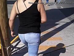 Mature lady's big butt gets spanked