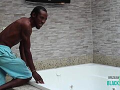 Mature blonde calls a black plumber for help and ends up getting her ass fucked from behind