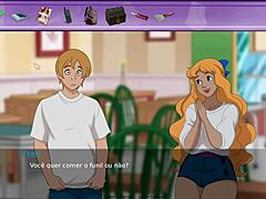 Fata anime cu sânii mari și curbate își ia virginitatea într-un joc