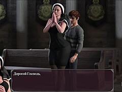 Olgun rahibelerin manastır salonunda arzulu bir karşılaşması