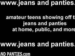 Amadora madura mostra suas curvas em jeans apertados
