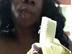 Sensual MILF indulges in deepthroating a banana