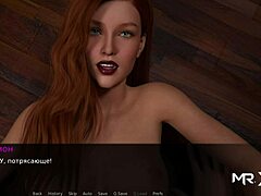 Redheaded MILF gets a hard dick and cums in visual novel