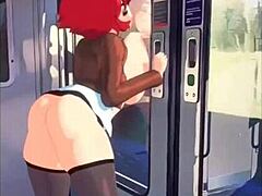 A mature redhead gives a blowjob on a train and receives hot cum on her face in this homemade video