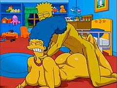 Marge, the housewife, experiences intense pleasure as she receives hot cum in her ass and squirts in various directions. This uncensored anime features mature characters with big asses and big tits