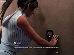 Lara Croft in 3D krijgt een grote zwarte lul cumshot in glory hole avontuur
