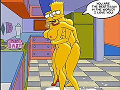 Sexi gazdinka Marge stoná rozkošou, keď dostáva creampie do všetkých svojich dier v anime Hentai videu