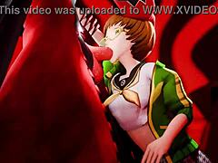 Chie și Yukiko în sex anime fierbinte cu Adachi de la Persona 4