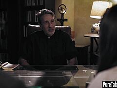 Older priest indulges in dirty sex with a hot milf with big ass