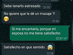 Mi criada Karina y yo tenemos un trío salvaje en Whatsapp después de nuestra caliente charla