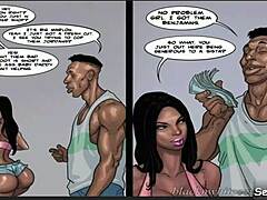 Una MILF afroamericana con le tette naturali tradisce i suoi nuovi Jordan in un fumetto con voce femminile