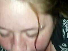 Deepthroat action and a cumshot galore with a white MILF