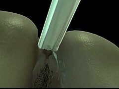 Virtuel partner: En tyk heks får sin røv knullet af en stor dildo og knaldemaskine i 3D-tegneserie