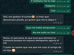 Egy érett mexikói MILF és egy tinédzser megosztják egymással a WhatsApp chat-t