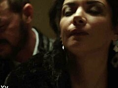 Arab milf in lingerie gets her natural tits destroyed during interrogation