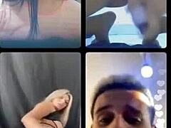 Drei lesbische schlampen verwöhnen sich mit anal-spiel auf der webcam