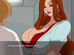 Мащехата с големи гърди и голям задник получава лице в порно игра с анимация