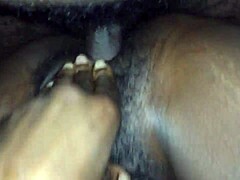 Wife with hairy pussy gets pounded by big black cock